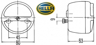 Schluß-Brems- (Blink)- Kennzeichenleuchte Hella für Hanomag , Deutz , Lanz , Eicher , Fendt , Güldner, Kramer